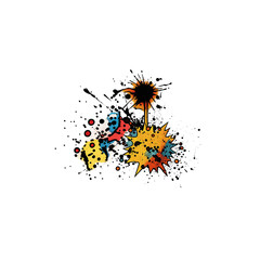 Abstract pop art colorful explosion with black grunge splash © abduh