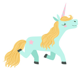 Obraz premium Unicorn cartoon character. Magic animal fairytale creature