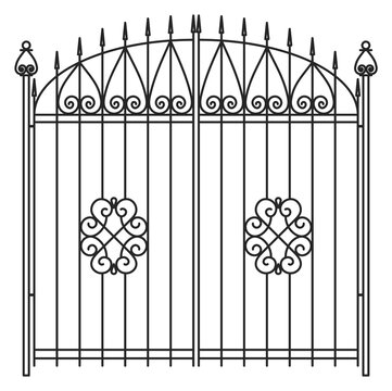 Park wrought gates. Vintage forged fence entry