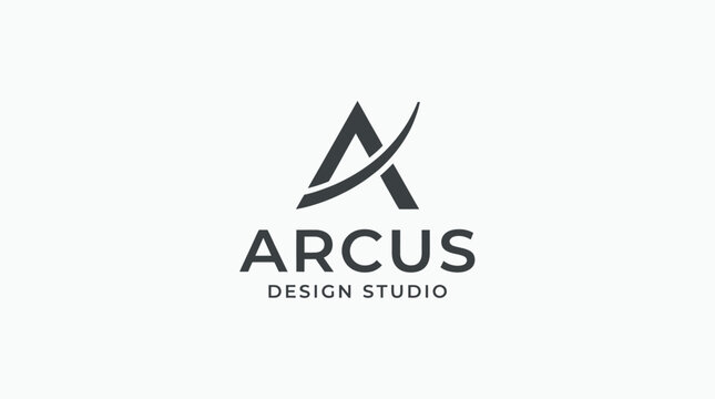 Arcus Design Studio Logo - Modern Letter A with Swoosh, Clean Minimalist Branding
