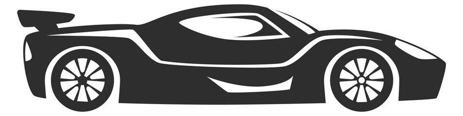 Fototapeta premium Fast speed drive black icon. Race car side view