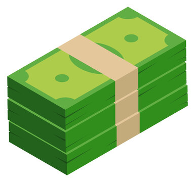 Money stack. Green dollar bill pack icon