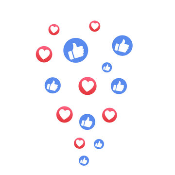 Flying Like and Love Icons, Thumbs Heart Reaction Overlay for Social Media Live Stream Design