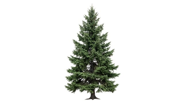 Mature Evergreen Tree Isolated on White Background
