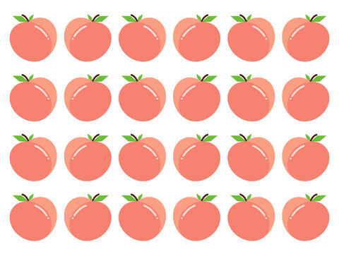 Seamless pattern of cute peach fruit icons on dark background