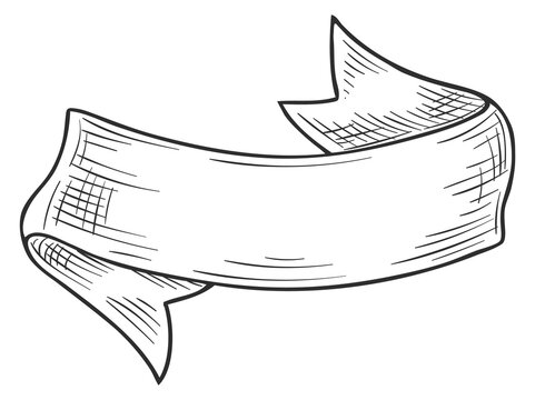 Ribbon banner sketch. Retro label blank template