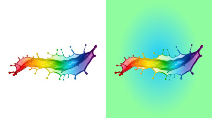 Fototapeta premium Rainbow multicolored liquid splash abstract design element
