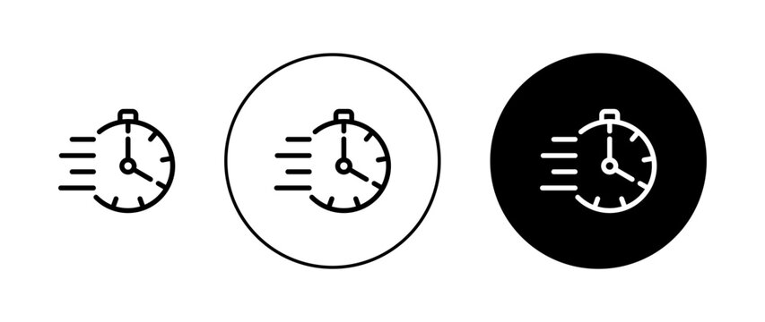 Fast time icon flat outline in black