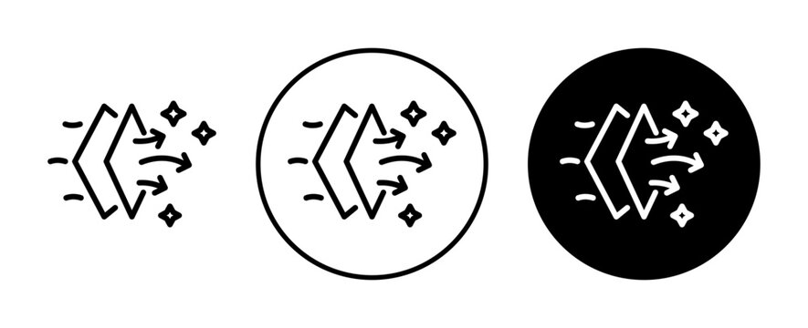Filtration air icon flat outline in black