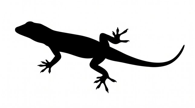 Black silhouette of a lizard on a white background