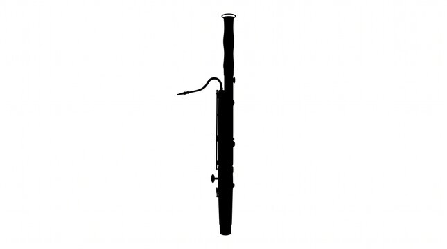 Silhouette of a Bassoon Musical Instrument on a White Background