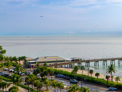 Quarterdeck Restaurant  Sports Bar Dania Beach fishing pier aerial photo