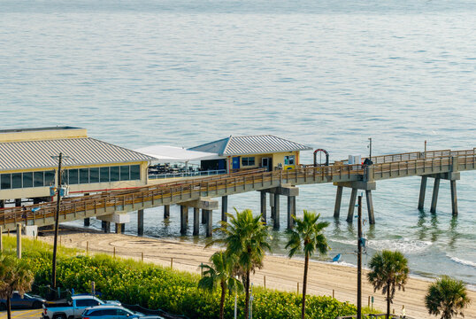 aerial stock photo Dania Beach fishing pier 2026