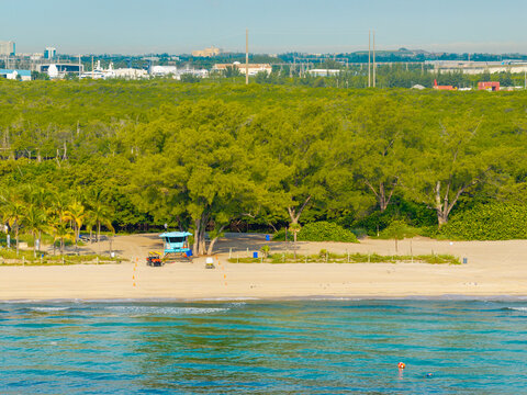 Beach at Dania Florida aerial photo
