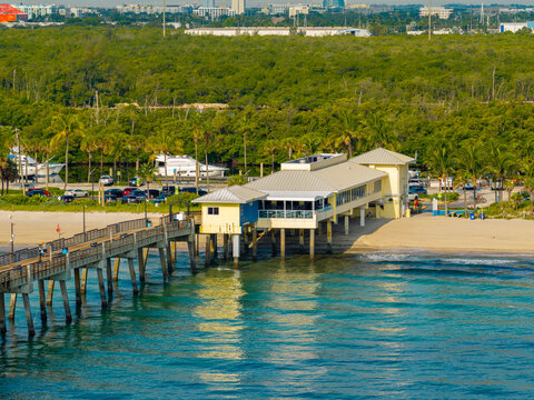 Dania Beach fishing pier stock aerial photo