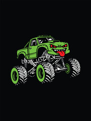 Monster Truck Mascot – A Cool and Bold Monster Truck Character Illustrator Artwork Design Template Poster © art88