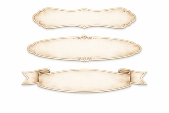 Elegant Vintage Blank Labels And Ribbon Banners On White