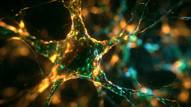 Neuron Cell Glowing with Synaptic Network Activity