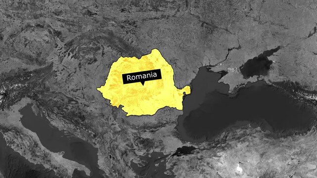 Romania map country highlight animation motion on transparent background