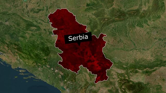 Serbia country map animation with red highlight on transparent background