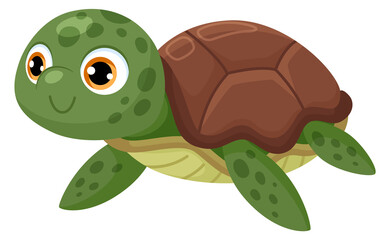 Obraz premium Cartoon turtle baby. Marine animal. Happy character