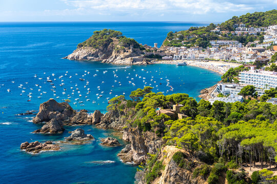 view on Tossa de Mar on Costa Brava coast in Spain