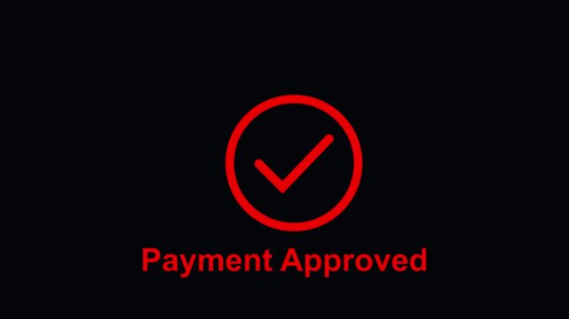 Payment approved animation with red checkmark for e-commerce and digital transactions success
