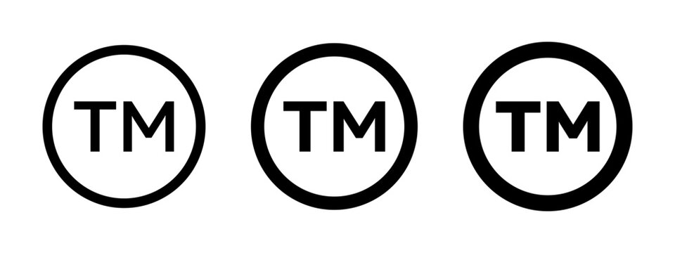 TM trademark icon flat outline in black