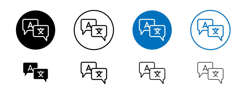 Translation icon flat outline in black
