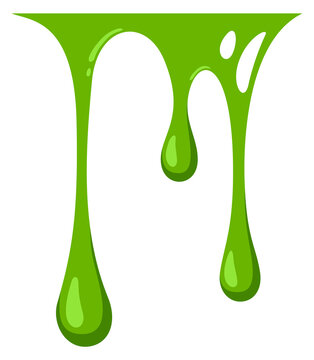 Green slime dripping border. Green goo drops