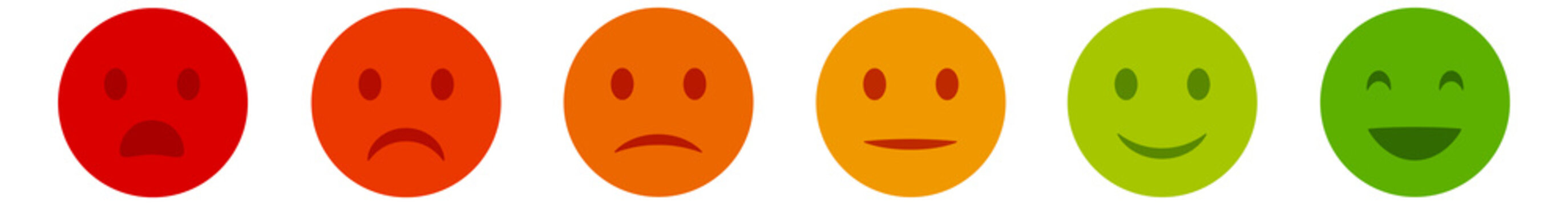 Rating indicator with colorful emoji. Satisfaction level meter