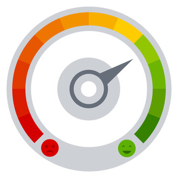 Round rating gauge. Color level meter ui element