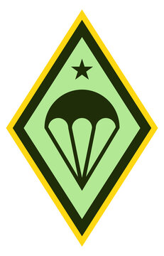 Military badge with black parachute. Paratrooper force emblem