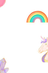 Obraz premium Dreamy pastel pony png rainbow frame for kids