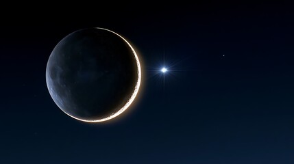 Obraz premium Exoplanet with bright star and distant celestial bodies in deep space