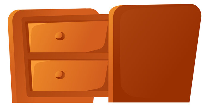 Chest drawer cartoon icon. Wooden room furniture