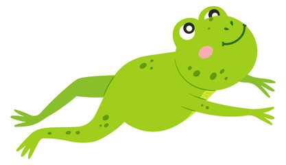 Fototapeta premium Funny frog jumping. Green toad leap icon