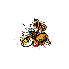 Abstract pop art doodle with halftone texture and ink splatter © abduh