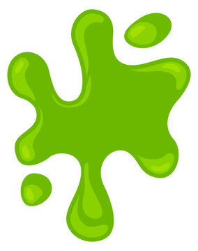 Green goo drops. Cartoon slime dripping stain