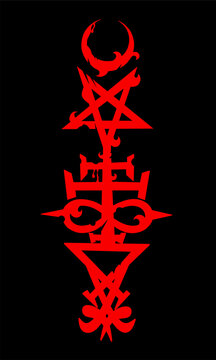 Mystical Red Occult Symbol Isolated on Black Background