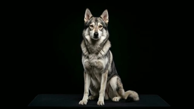 northern inuit dog close up isolated on black background video