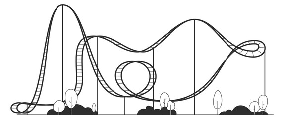 Roller coaster black icon. Fast funfair ride © LadadikArt