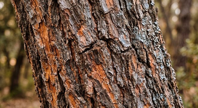 Close-up of detailed tree bark texture with earthy colors  