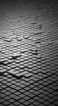 A seamless geometric pattern featuring a perfect grid of identical cubic blocks stretching infinitely into the distance creating a rhythmic background ,pattern ,order ,multiple
