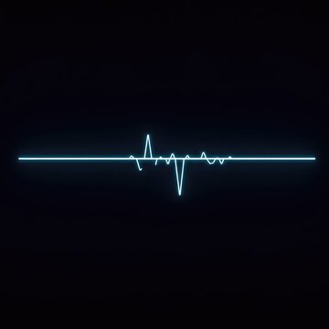 Absence of sound visualization. A straight, unchanging horizontal line representing zero amplitude on a technical graph or monitor interface ,crisis ,failure ,flat