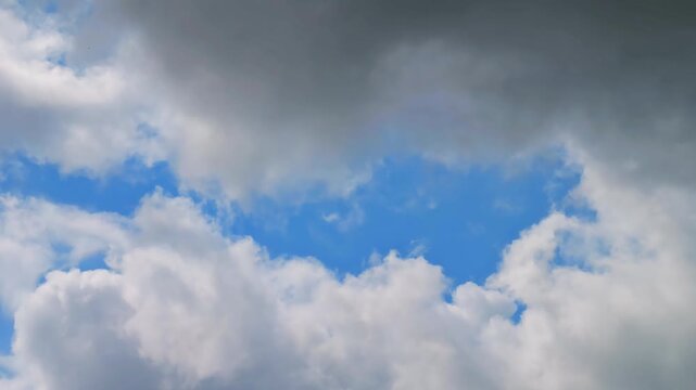 Beautiful blue sky with clouds on bright sunny day for abstract background