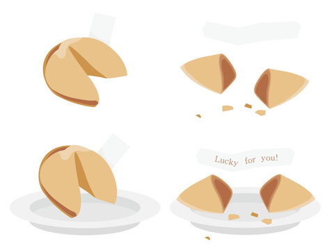 Fortune cookie vector illustration with luck message