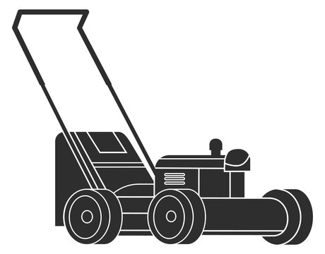 Garden trimming machine black icon. Cylinder mower