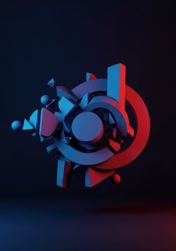 Abstract geometric shapes fragmenting and shifting across a stark background, visualizing spatial rearrangement and relocation ,design ,motion ,displacement