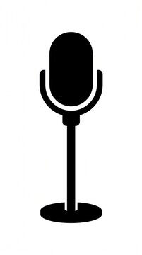 Modern microphone flat vector icon representing audio recording, podcasting, broadcasting, communication, music, and content creation.